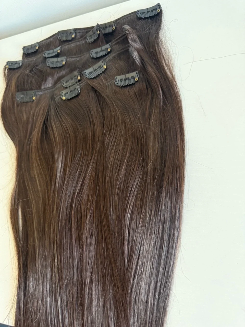 16”Dark Brown Clip-in Human Hair Extensions 7 pcs